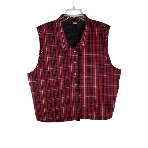 REBECCA MALONE Women's Warm Winter Quilted Plaid Vest 3X Cotton Polyester - Picture 2 of 5